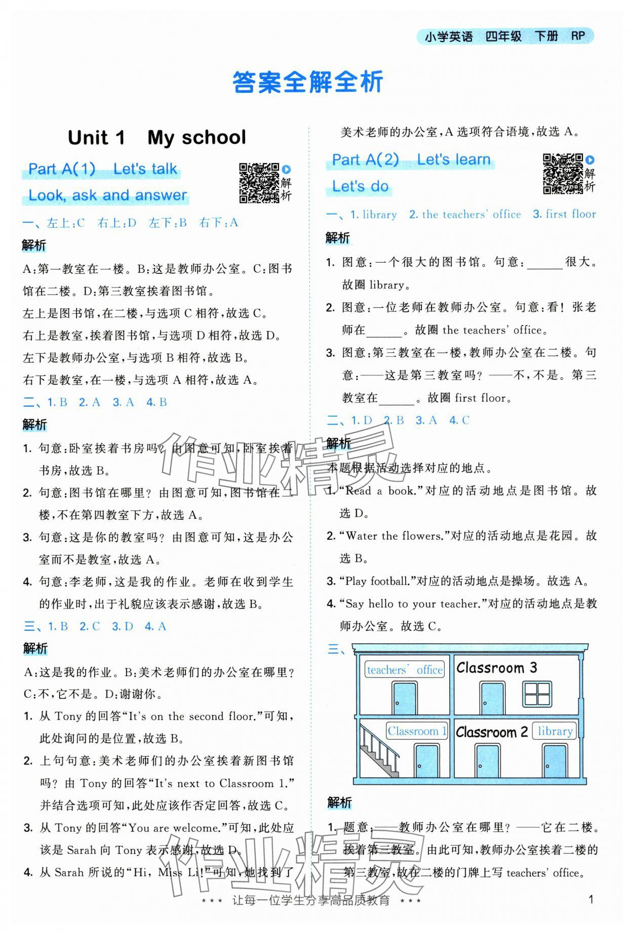 2025年53天天练四年级英语下册人教版&nbsp;第1页