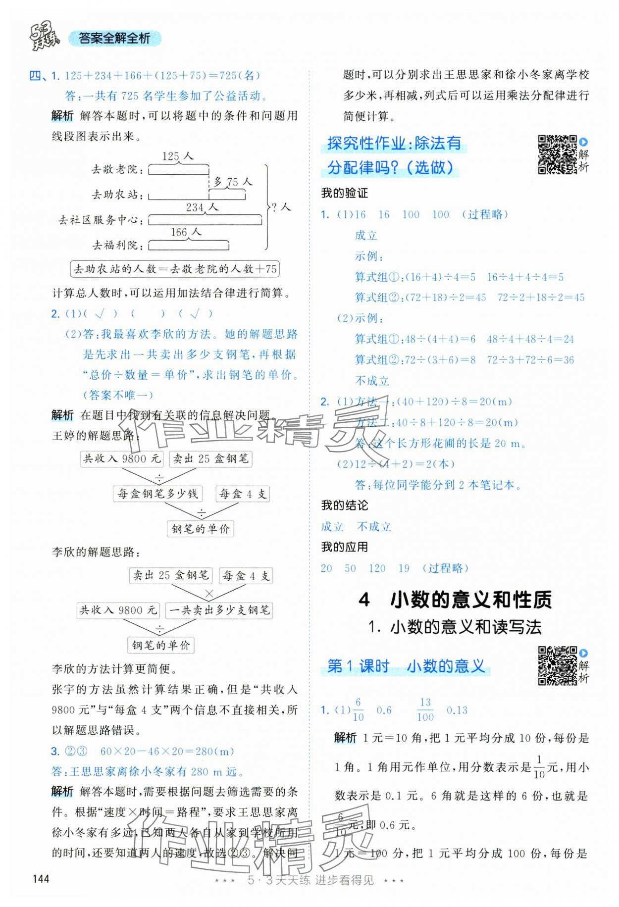 2025年53天天练四年级数学下册人教版&nbsp;第20页