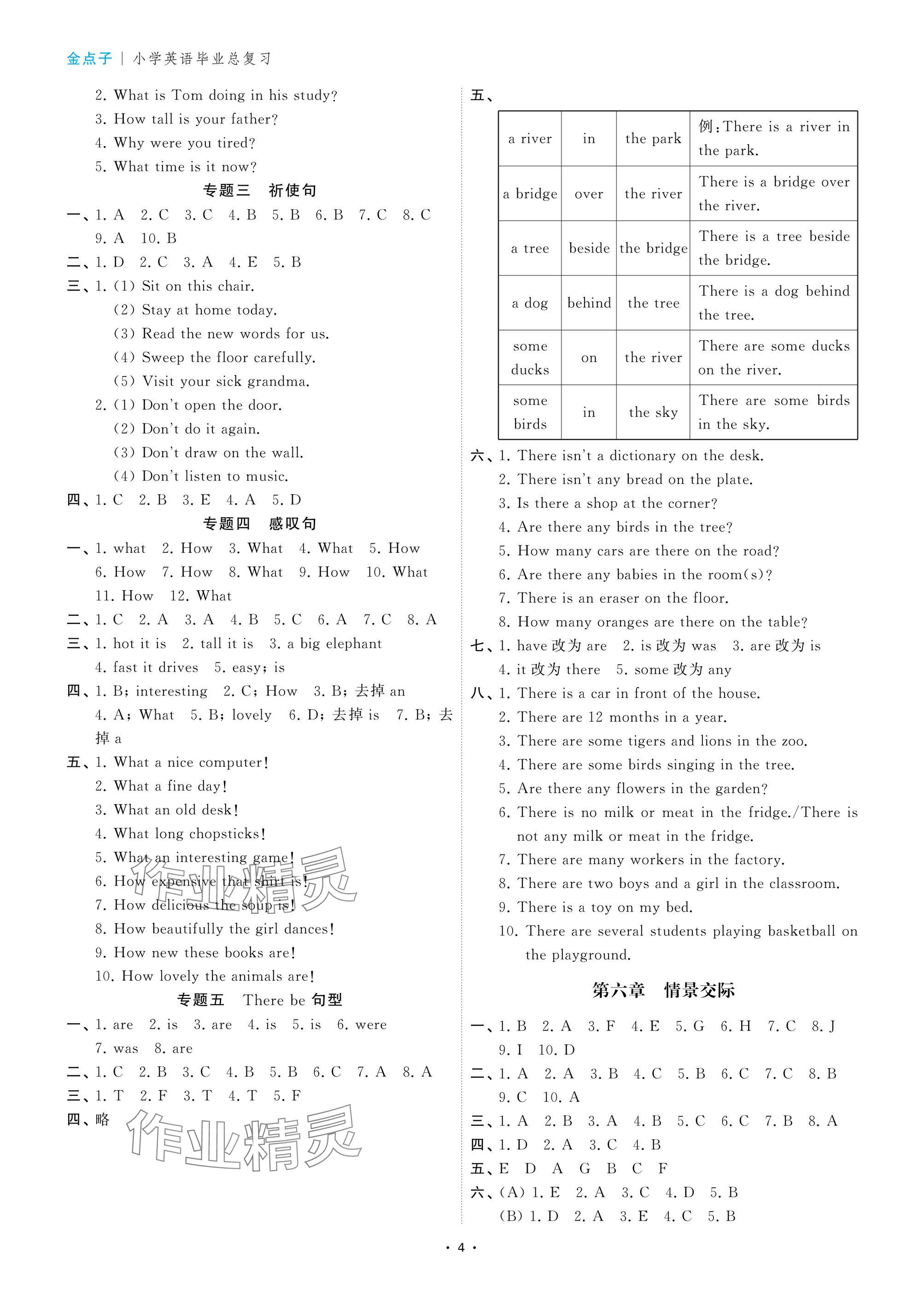 2025年小学毕业总复习英语&nbsp;参考答案第4页