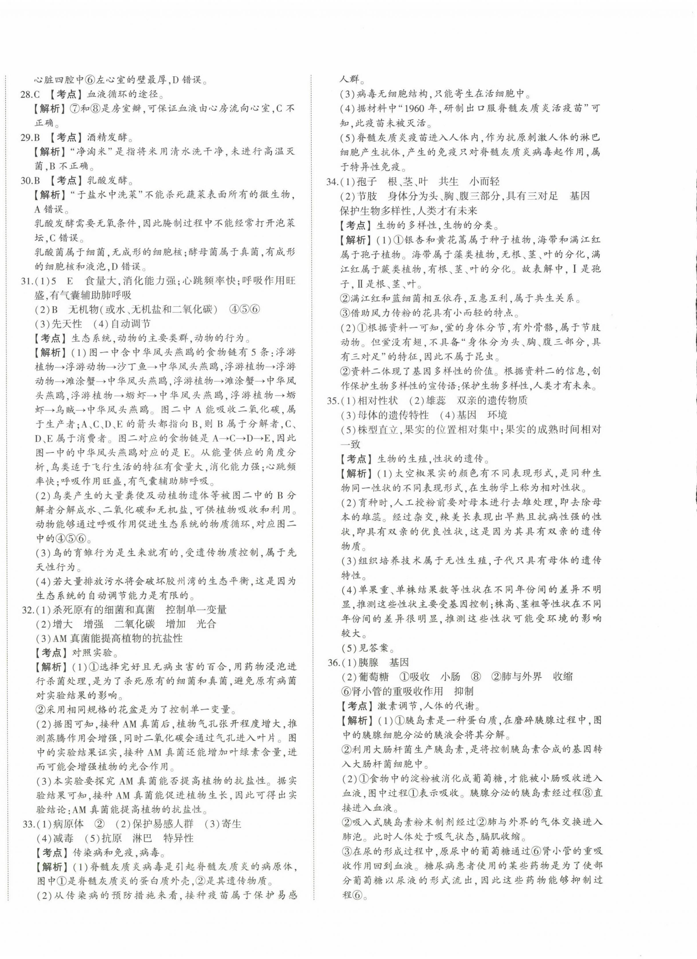 2024年星跃龙门中考真题汇编卷生物山东专版&nbsp;第4页