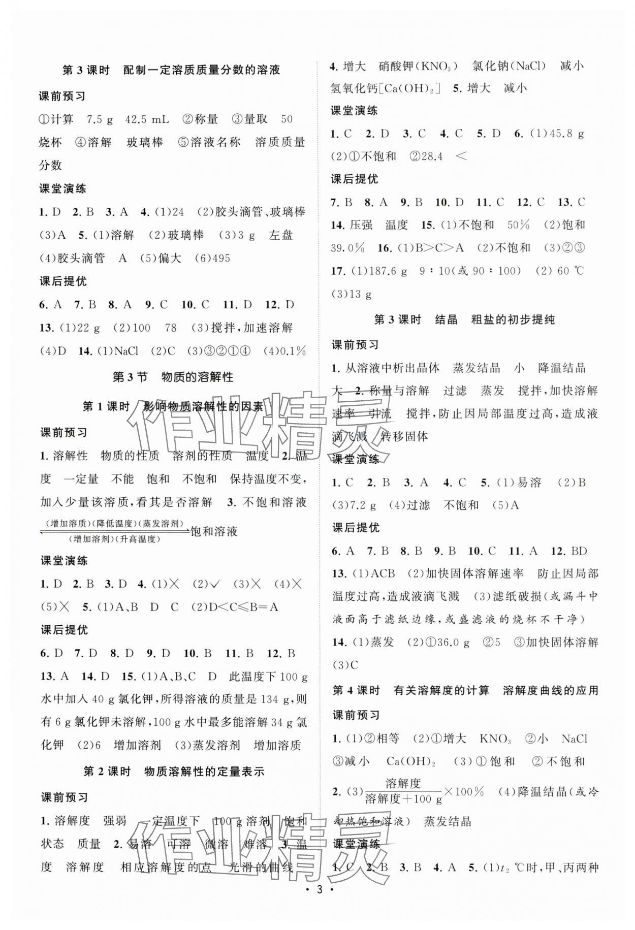 2024年课时提优计划作业本九年级化学下册沪教版&nbsp;第3页