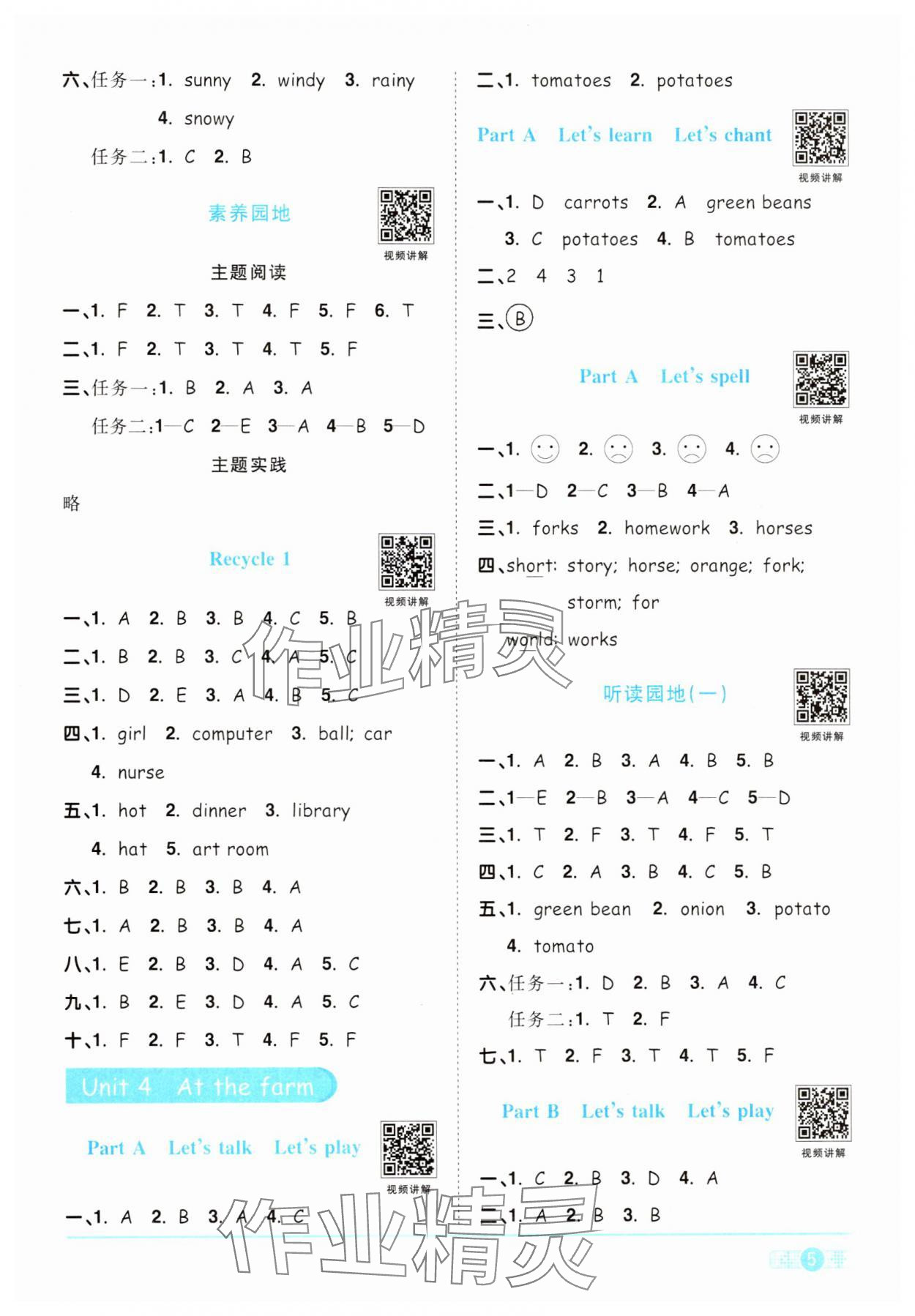 2025年阳光同学课时优化作业四年级英语下册人教版&nbsp;第5页