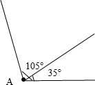 以a点为顶点画一个35度的角再画一个120度的角