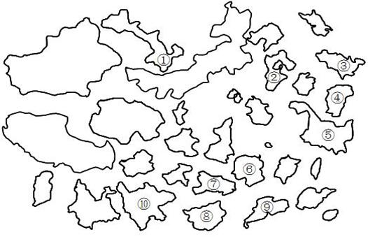 7下圖是我國各省級行政區輪廓其中①是省②是省③是省