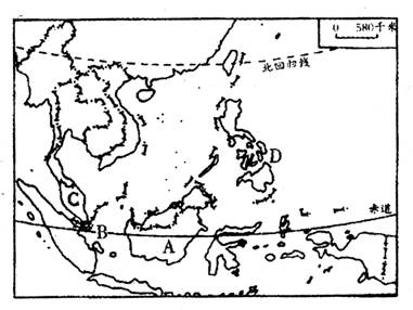 2,讀東南亞圖,回答問題.(每空2分,共14分)