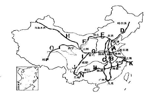 (2)北京是我国重要的铁路枢纽,在此交汇的铁路线主要有