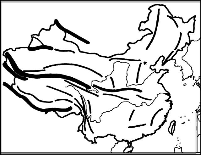 中国山脉地形图手绘图片