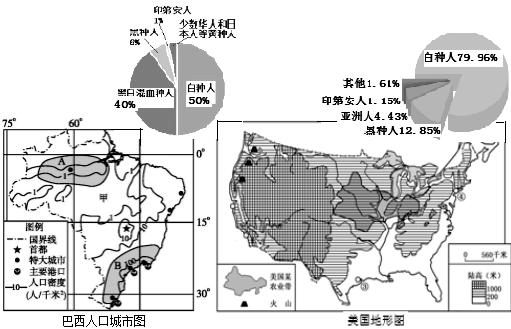 但人種構成不盡相同,請比較美國和巴西人種構成的差異