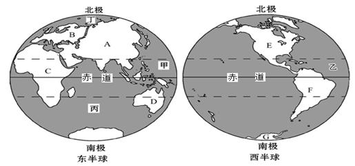 22.讀世界海陸分佈示意圖,完成下列各題.(22分)