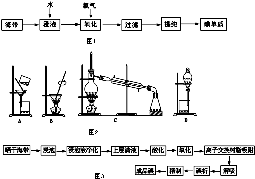 1上述生产流程的第一步是浸泡它的实验目的是使海带中的i溶于水