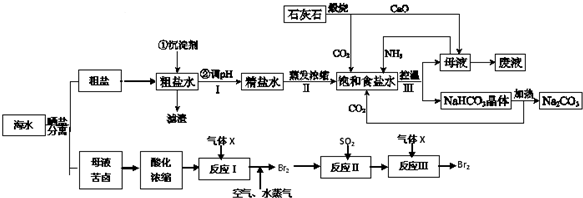 9海水的综合利用,现有流程图如下