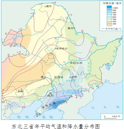 可以看出东北三省气温的分布规律是由南向北气温