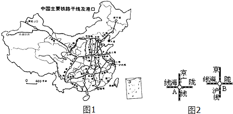 8读中国主要铁路干线及港口图,完成下列要求