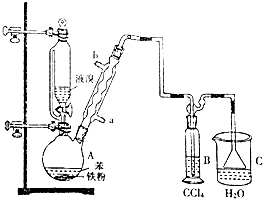 将液溴从恒压滴液漏斗慢慢滴入盛有苯和铁粉的烧瓶a反应结束后