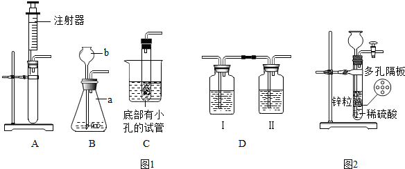 实验室用锌粒与稀硫酸反应制取氢气,发生装置如图所示,打开活塞,注入