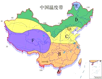 读中国温度带图完成:(1)写出图中字母代表的温度带b亚热带c暖温带