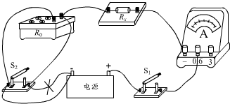接到開關s2左端接線柱上,這樣才能保證開關s2並聯在電阻箱r0的兩端;而