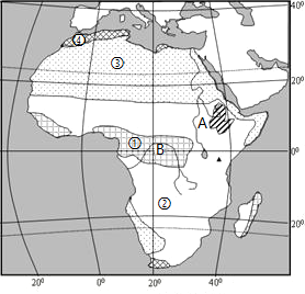 读非洲气候类型分布图,回答下列问题