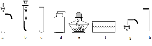 初中化学 题目详情 (1)请分别写出仪器d,f的名称:集气瓶,水槽