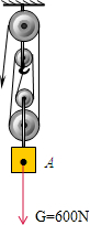 小明用如图所示的滑轮组在10s钟内将质量为60kg的物体a匀速提升了2m