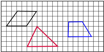 在下面的方格纸中分别画一个三角形一个梯形和一个平行四边形使它们的