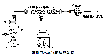 用如图装置进行铁粉在高温下与水蒸气反应的实验并用简单的方法收集