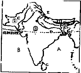 ②巴基斯坦巴基斯坦③印度印度,海或海湾:a