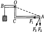 如圖的槓桿中o是支點在b端掛一個重物為使槓桿水平平衡要在a端加一個