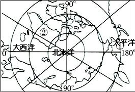 读"北极地区示意图 .完成下列问题.(1)在图中适当位置填注北冰洋.