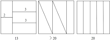 图三:把相对应的等分点连接即可;分割线长度总和:5×4=20厘米;图二:先