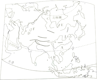 亚洲地形河流手绘简图图片