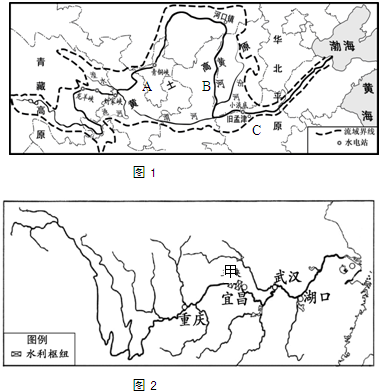 下列為長江黃河水系示意圖1.讀圖回答下列問題.