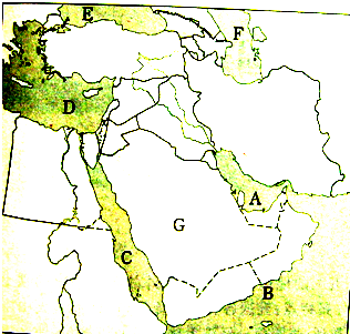 读中东地区图,回答下列问题