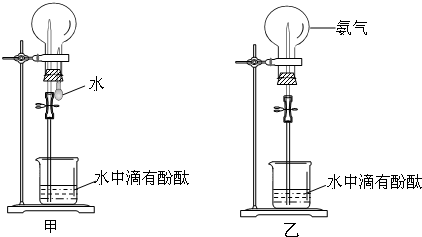 ①某同学甲用图甲所示装置进行喷泉实验烧杯中充满氨气该实验能得出的