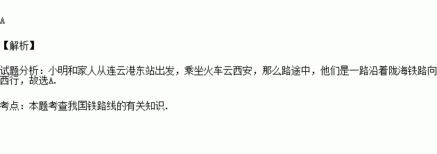 小明和家人從連雲港東站出發乘火車去西安旅遊路途中小明指著地圖對