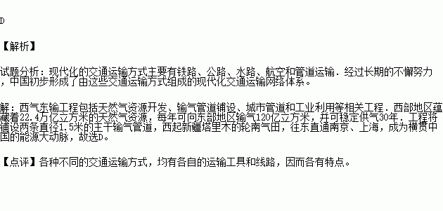 新疆的天然氣供應上海最恰當的運輸方式應為