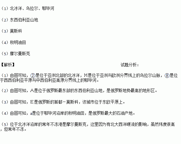 读俄罗斯图回答问题