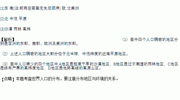 下列地区中属于人口稠密地区的是_人口稠密地区图(3)