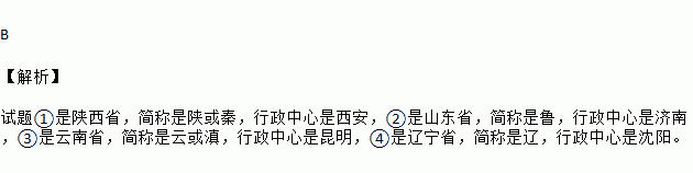 下列省區輪廓與其對應的簡稱及省會城市完全正確的是