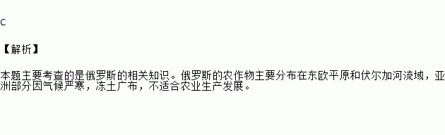 俄罗斯的农作物主要分布在