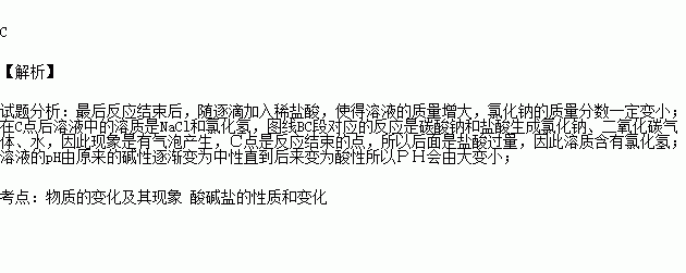 现向一定质量且部分变质的氢氧化钠溶液中逐滴加入稀盐酸并振荡下图