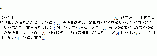 硝酸铵溶于水时溶液的温度变化 b.