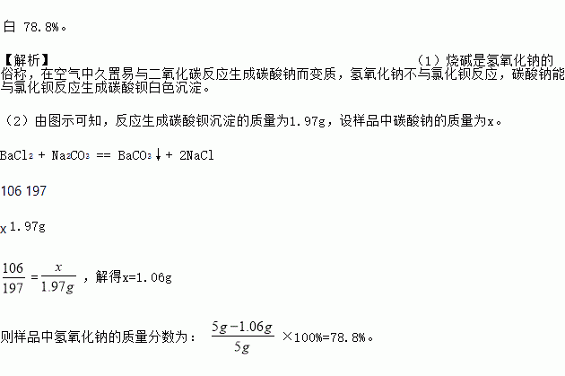 氫氧化鈉不與氯化鋇反應,碳酸鈉能與氯化鋇反應生成碳酸鋇白色沉澱