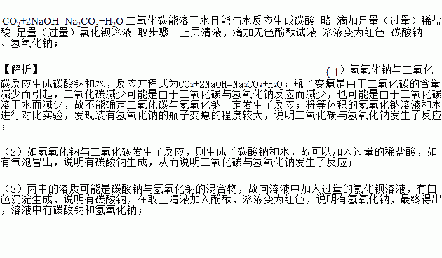 能與水反應生成碳酸 略 滴加足量(過量)稀鹽酸 足量(過量)氯化鋇溶液