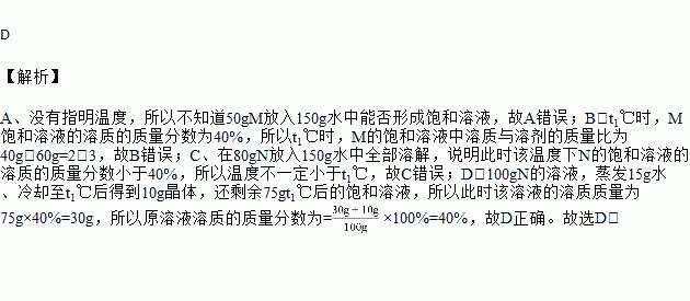 如圖為mn兩種固體飽和溶液中溶質的質量分數c隨溫度t變化的曲線下列