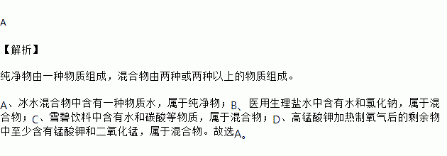 下列物质属于纯净物的是a 冰水混合物 b 医用生理盐水c.