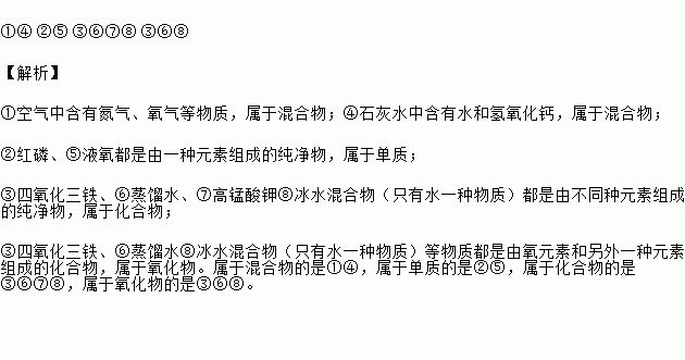 冰水混合物其中属于混合物的是填序号下同属于单质的是属于化合物的是