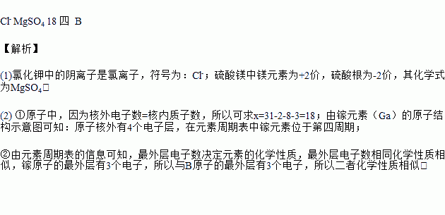 ②下列原子結構示意圖所對應的元素與鎵元素的化學性質相似的是