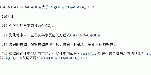 在线课程试题答案(4)碳化塔中反应的化学方程式为