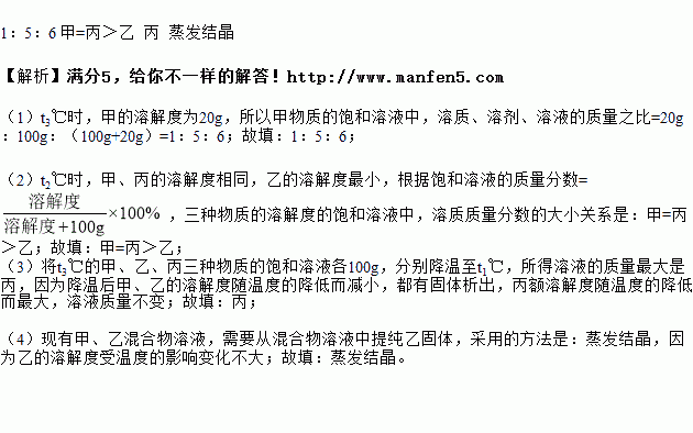 乙丙三种固体物质的溶解度曲线回答相关问题 (1)t3℃时